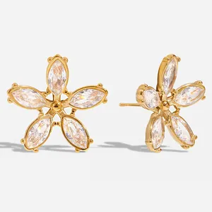 Custom Stainless Steel Flower Stud Earrings - Affordable Waterproof Fashion Jewelry thumbnail-3
