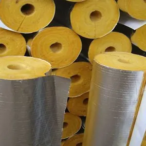 Fire Resistant Glass Wool Pipe Section, Fiberglass Glasswool Tube Insulation, for Steam Pipeline, HVAC System, Industrial Pipe Insulation thumbnail-3