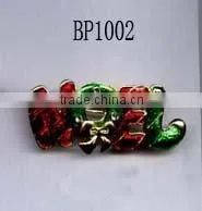 Red Green Enamel Christmas Candy Cane Brooch thumbnail-1