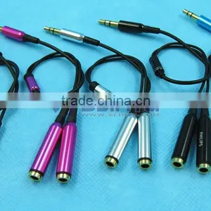 Male to 2 Female 3.5mm Earphone Headphone Splitter Extension Audio Cable Adapter For Lovers thumbnail-5