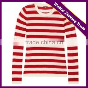2014 Fashionable Crew Neck Lady Jigsaw Striped Jumper thumbnail-1