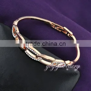 Womens Jewellery Link Shaped Crystal 18k Gold Bangle Saudi Arabia Jewelry thumbnail-3