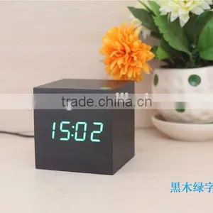 Modern Wooden Led Clock Square Style Desktop Clock Led Digital Single Face Alarm Clock Voice Activated Watch Despertador thumbnail-2