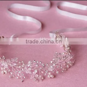 Luxury Handmade Rhinestone Pearl Hair Band New Brand Bridal Hair Accessories thumbnail-4