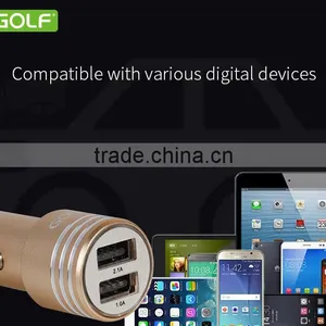 GOLF Original GF-C06 Bullet Series Metal Matt Car Charger 2.1A/1A Dual USB Fast Charging Car Charger for Universal Device thumbnail-5