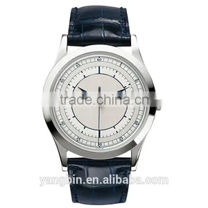 20156 Stainless Steel Luxury Genuine Leather Band Wholesale Watch for Mens thumbnail-1