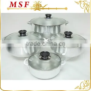 Satin Polished PRESSING Aluminum Casserole Set With Glass Lids and Single Bottom MSF-6602 thumbnail-1