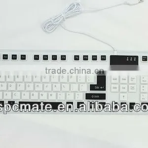 USB 2.0 Silicone Rubber Roll up Foldable Waterproof Keyboard for Desktop PC thumbnail-1