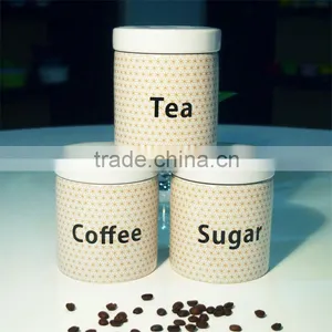 S/3 Round White Ceramic Canister thumbnail-1
