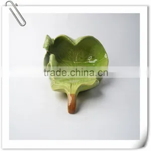 Ceramic Plate of Green Peach With Bird thumbnail-1