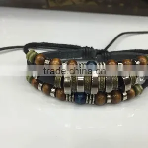 2015 Cheap High Quality Customized Multicolor Evil Eye Bracelet Evil Eye Bead Beaded Wrap Leather Bracelet thumbnail-3