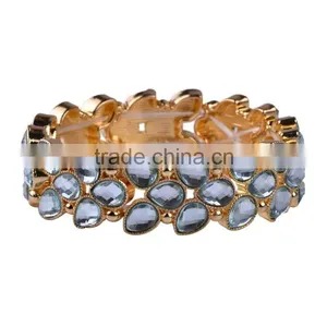 Free Sample 2016 New Design Silver Tone Acrylic Stones Women Bangle Bracelet thumbnail-3