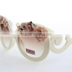 New Round Frame Retro Clay Flower Handmade UV 400 Beach Style Sunglasses thumbnail-1