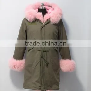 Women Outwear Military Parka Jacket With Real Fox Fur Hood Trim Made in China thumbnail-2
