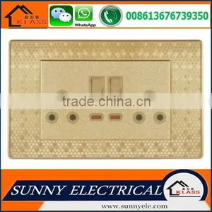 KB6 Best Sale Painting Golden Good Quality Electric Popular Wall Double Switched Socket With Neon With CE Certification thumbnail-4