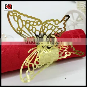High Quality Golden Butterfly Paper Napkin Rings for Weddings thumbnail-2