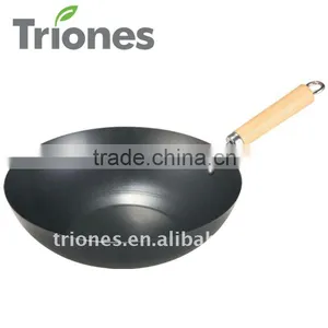 Popular Carbon Steel Non-stick Wok With Wood Handle Amc Cookware Price thumbnail-3