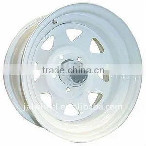 15 Inch White Trailer Steel Wheels Eight Spokes thumbnail-1