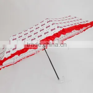 Umbrella With Lace Trimmings 3 Folding Cute Lace Umbrella thumbnail-1