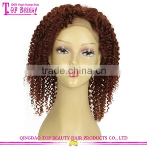 Kinky Curly Color 30 7a Unprocessed Brazilian Human Hair Lace Front Wigs For Black Women thumbnail-1