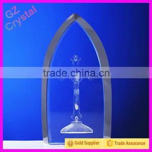 Jesus 3D Laser Engraving Crystal Cross Standing thumbnail-2
