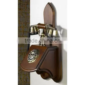 Vintage Brown Wall Telephone High Class Home Decorative Wall Mount Telephone, Antique Wooden Telephone thumbnail-2