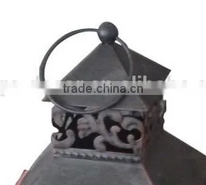 Red Color Wood Lantern Cross Frame Iron Top thumbnail-3