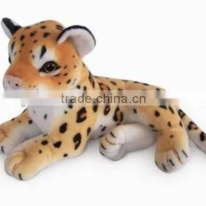 Factory Wholesale Realistic Side-lying Brown Leopard Plush Toys Stuffed Plush Jungle Animal Toy Super Soft Plush Brown Leopard thumbnail-1