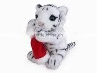 High Quality Factory Wholesale Realisti Plush Tiger Christmas Plush Toy Cradle White Tiger With Christmas Cap thumbnail-1