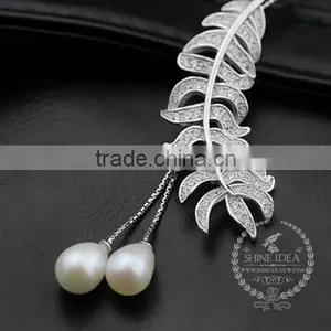 925 Sterling Silver Leaf Branch With Pearl Creative Pendant Necklace Fashion Women Necklace Jewelry 6360463 thumbnail-2