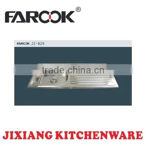 JZ-829 Export Indonesia Single Bowl Stainless Steel Kitchen Sink With Drain Board thumbnail-1
