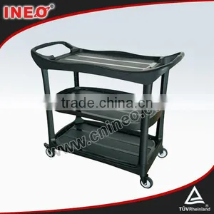 Black Color Plastic Mutifunction Restaurant Food Trolley/Beverage Trolley/Service Trolley thumbnail-1