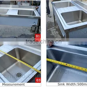 Kitchen Sink With Double Drain Board/Kitchen Stainless Steel Sink Work Table/Custom Made Kitchen Sinks thumbnail-5