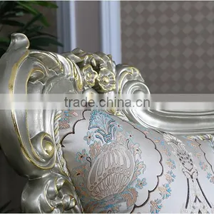 French Royal Champagne Gold Wooden Upholstery Sofa Set, Villa 1+2+3 Sofa Furniture(MOQ=1 SET) thumbnail-3