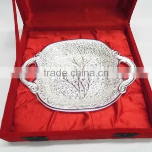 New Design Silver Plated Indian Brass Decorative Bowl With Embossing Designs thumbnail-2