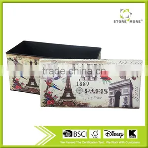 Decorative Storage Footstool/Paris Printing Footsool thumbnail-1