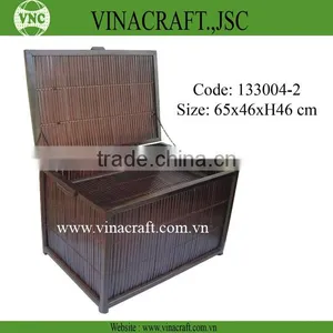 Bamboo Laundry Hamper With Lid in Dark Brown Color thumbnail-1