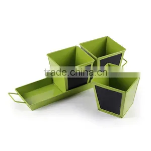 Planters Large Outdoor Garde | Chalk Board Herb Planter With Base Red 4 Pcs thumbnail-2