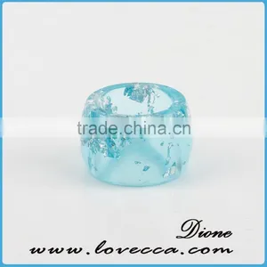 Preserved Flowers in Resin , Handmade Jewelry Dried Flower Resin Rings , Blue Eco-resin Ring thumbnail-1