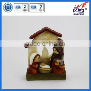 Christmas Resin Nativity Figurines Religious Statues Wholesale With Led Light thumbnail-1