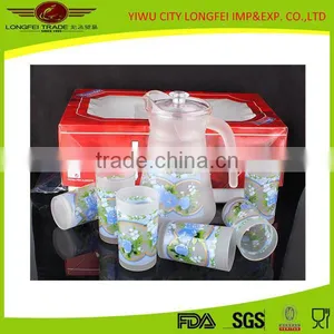 Frosted Drinkware, Frosted Glass Jug And Cups Set thumbnail-1