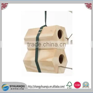 Unfinished Two Cells Wooden Bird Cage With House Together thumbnail-1