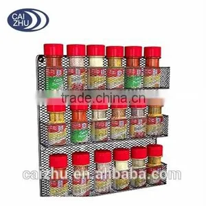 Kitchen Accessories Black Paint Wire Mesh Wall Mounted Spice Rack thumbnail-1