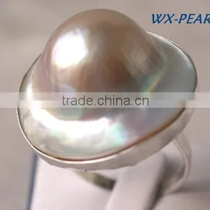 Fashion Elegant Jewelry Silver Pearl Ring thumbnail-2