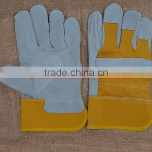 Color Safety Gloves,Cow Split Leather Work Glove,Leather Cotton Welding Gloves thumbnail-5