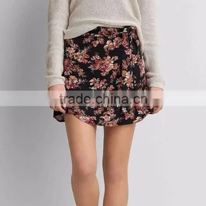 Custom Online Shopping Women Fashion 97% Cotton 3% Elastane Hot Girls Floral Printed Short Mini Skirts thumbnail-1