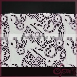 Pink Irregular Hollow Out Cotton Lace Fabric, Elegant Cotton Embroidered Fabric thumbnail-5