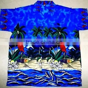 Macau Parrot on Cocunut Palm Hawaiian Shirts thumbnail-1
