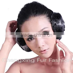 CX-EM-03R Fashion Ladies Genuine Rex Rabbit Fur Custom Fur Earmuffs thumbnail-2