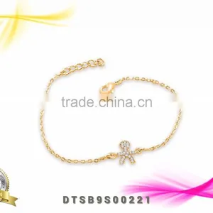 Lucky Boy Cz Studded Gold Fashion Bracelets thumbnail-1